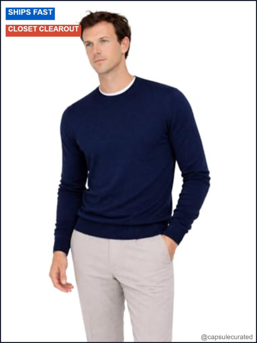 Men's 100% Pure Cashmere Essential Crewneck Sweater Pullover